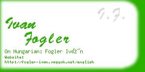 ivan fogler business card